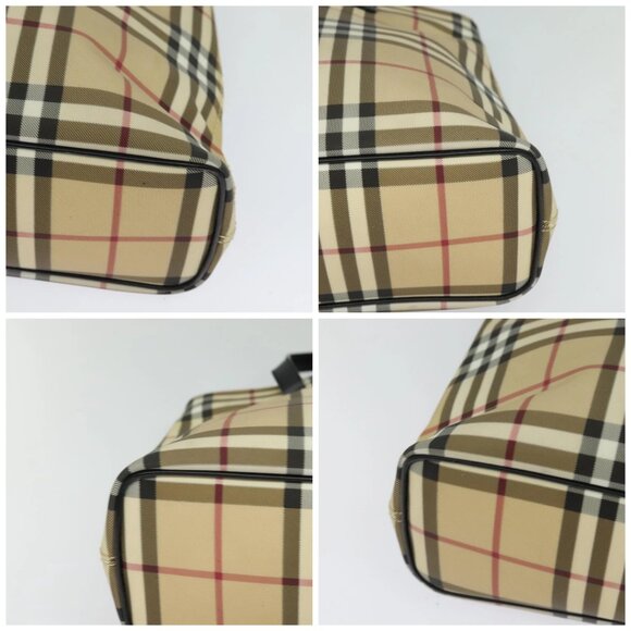 BURBERRY Nova Check Hand Bag PVC Beige Silver Auth 122613 - Picture 16 of 16